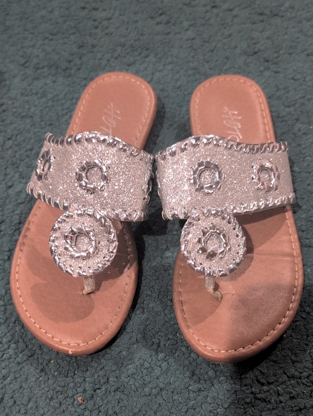 Hot Cakes 12m Silver Glitter Embellished Slide Sandals